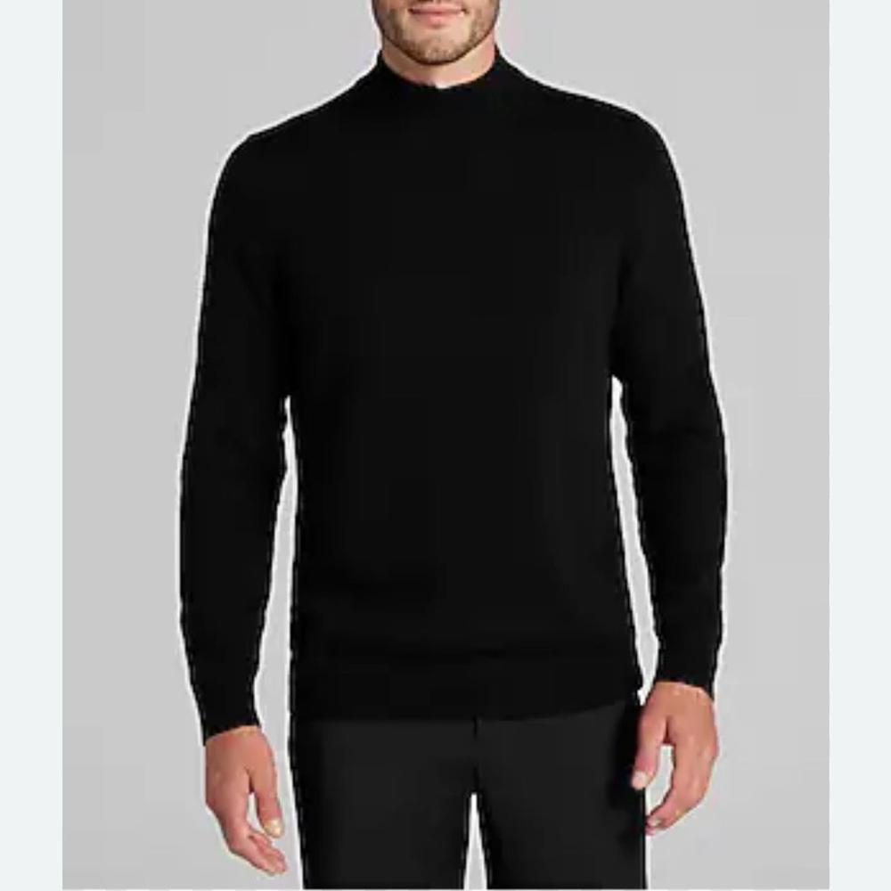 Jos A. Bank Signature Collection Mens XL Sweater 100% Silk Brown Mock Neck
